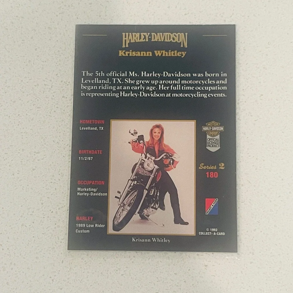 1992 Harley-Davidson Series 2 Krisann Whitley Card 180 Ms Harley-Davidson 1989
